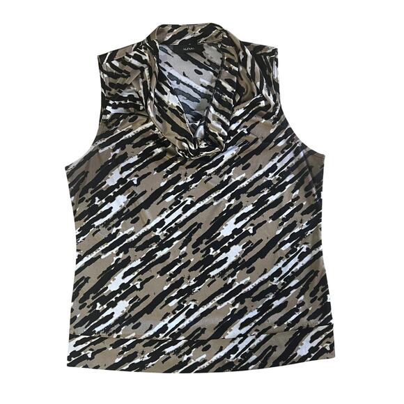 Alfani Tops - Alfani Sleeveless Cowl Neck Blouse Size 6 Animal Print Beige Black Stretch Knit